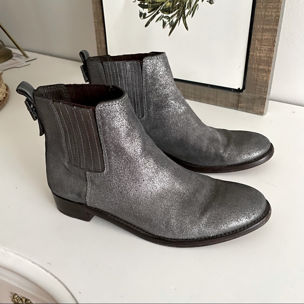 Tory Burch Wade Metallic Ankle Boots  Size 8